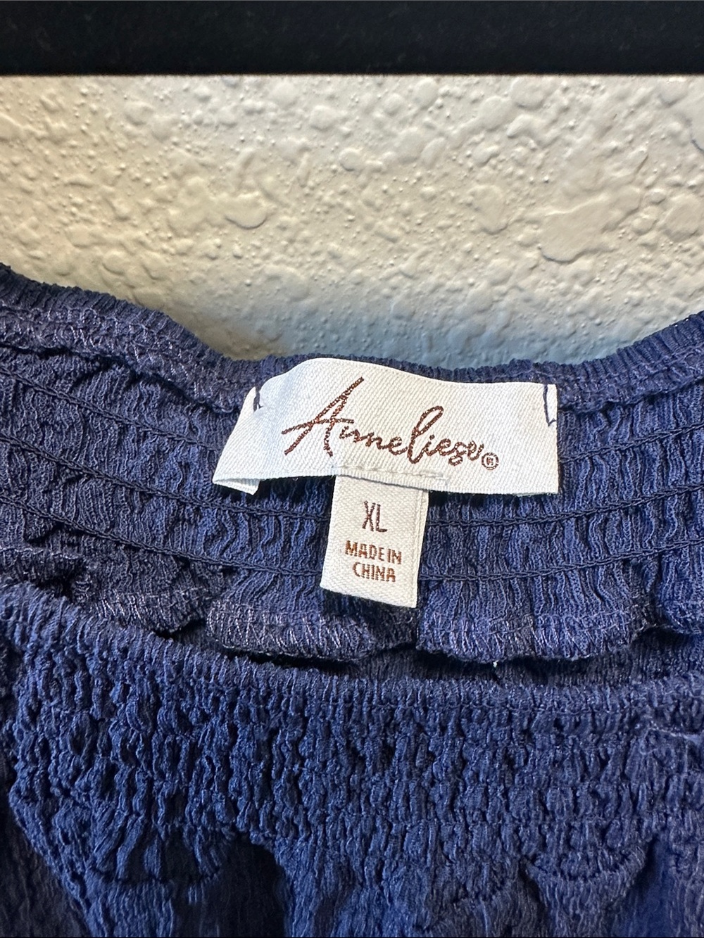 Blue Smocked Neck Puff Sleeve Top - Picture 2 of 3